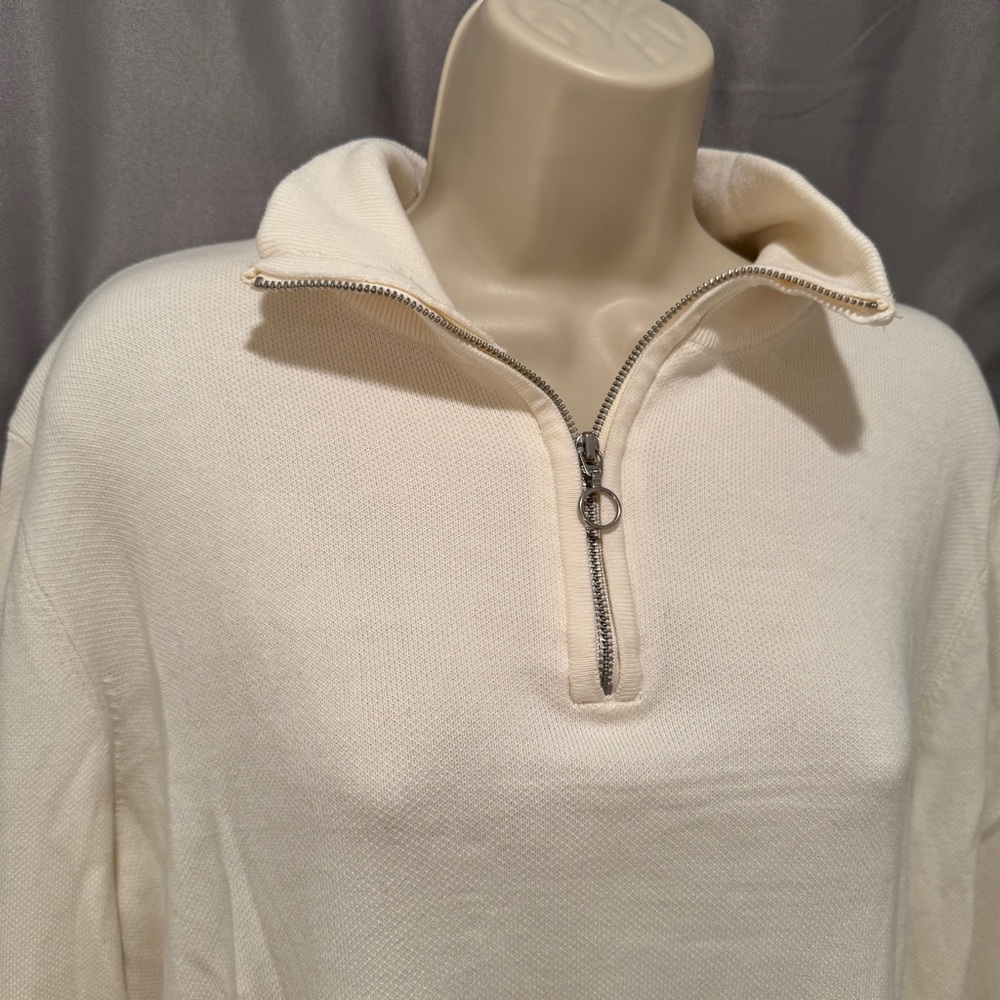 H&M Men's Zip-Up Sweater in Cream - Picture 2 of 5